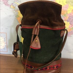 Betsy Gonzales vintage drawstring suede bag